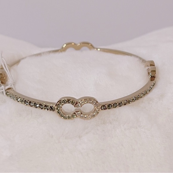 NWT Coach Gold-Tone Pave Op Art "C" Station Bangle Bracelet - Picture 1 of 17